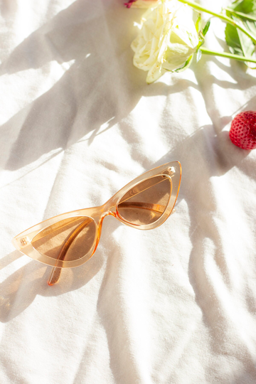 Transparent Beige Weighted Cat Eye Sunglasses