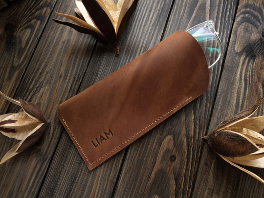 Personalized Glasses Case, Leather Holder For Reading Glasses, Monogrammed Soft Case