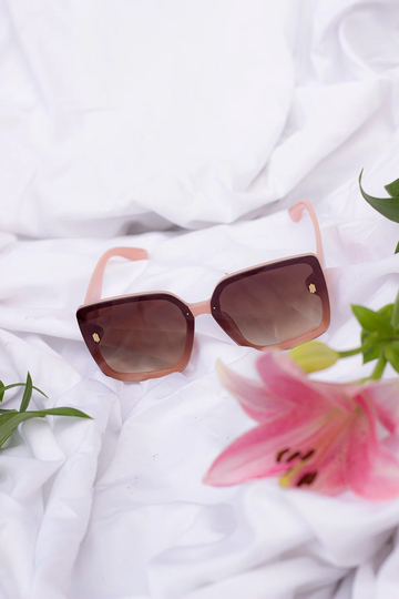 Pink Front Lens Square Oversized Monogram Pin Sunglasses