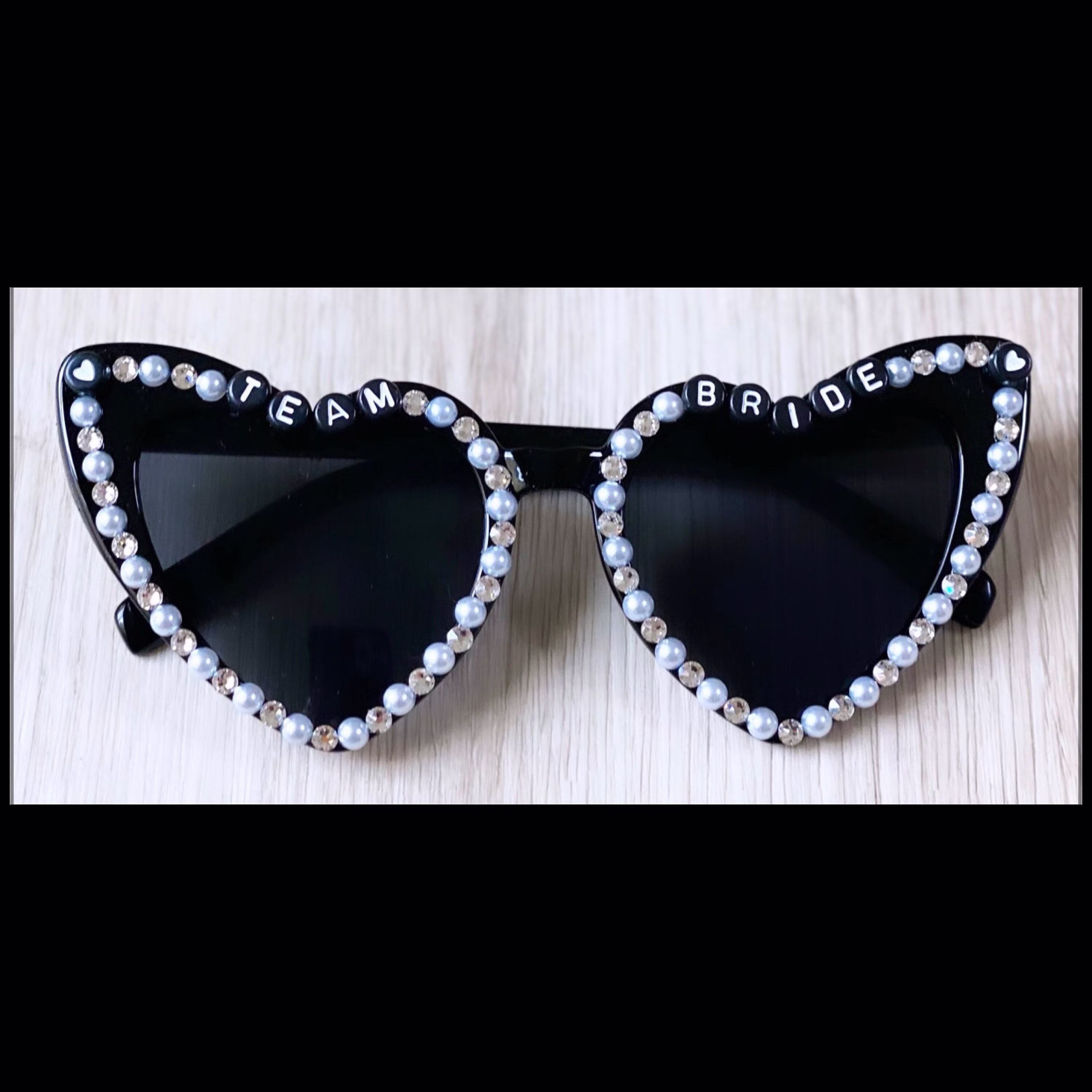 Personalized & Custom Adult Heart, Pearl Swarovski Rhinestone Sunglasses, Bride Bachelorette Sunglasses