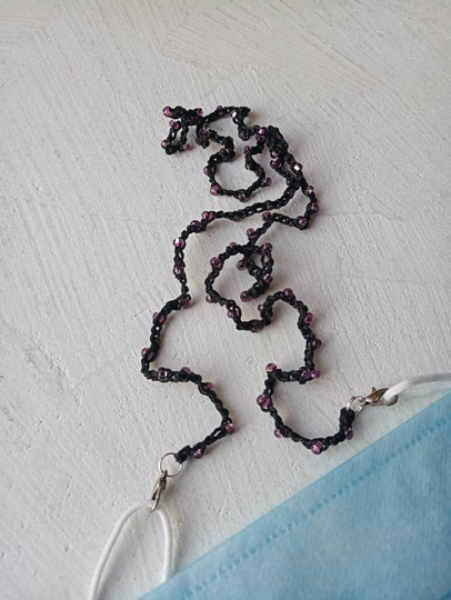 Lavender Mask Holder Mask Chain Eyeglasses Eyeglass Glasses Stand Lanyard Beaded Waist Beads