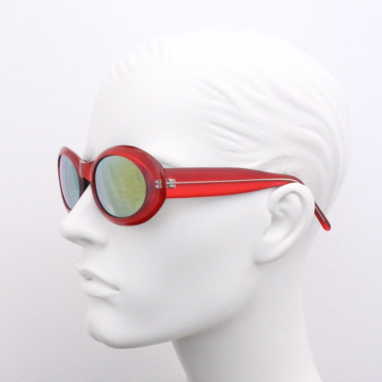 80S Vintage Oversized Oval Sunglasses. Solid Elliptical 60S Psychedelic Style Frame With Gold Mirror Lenses. Sick Fashion Clout Goggles