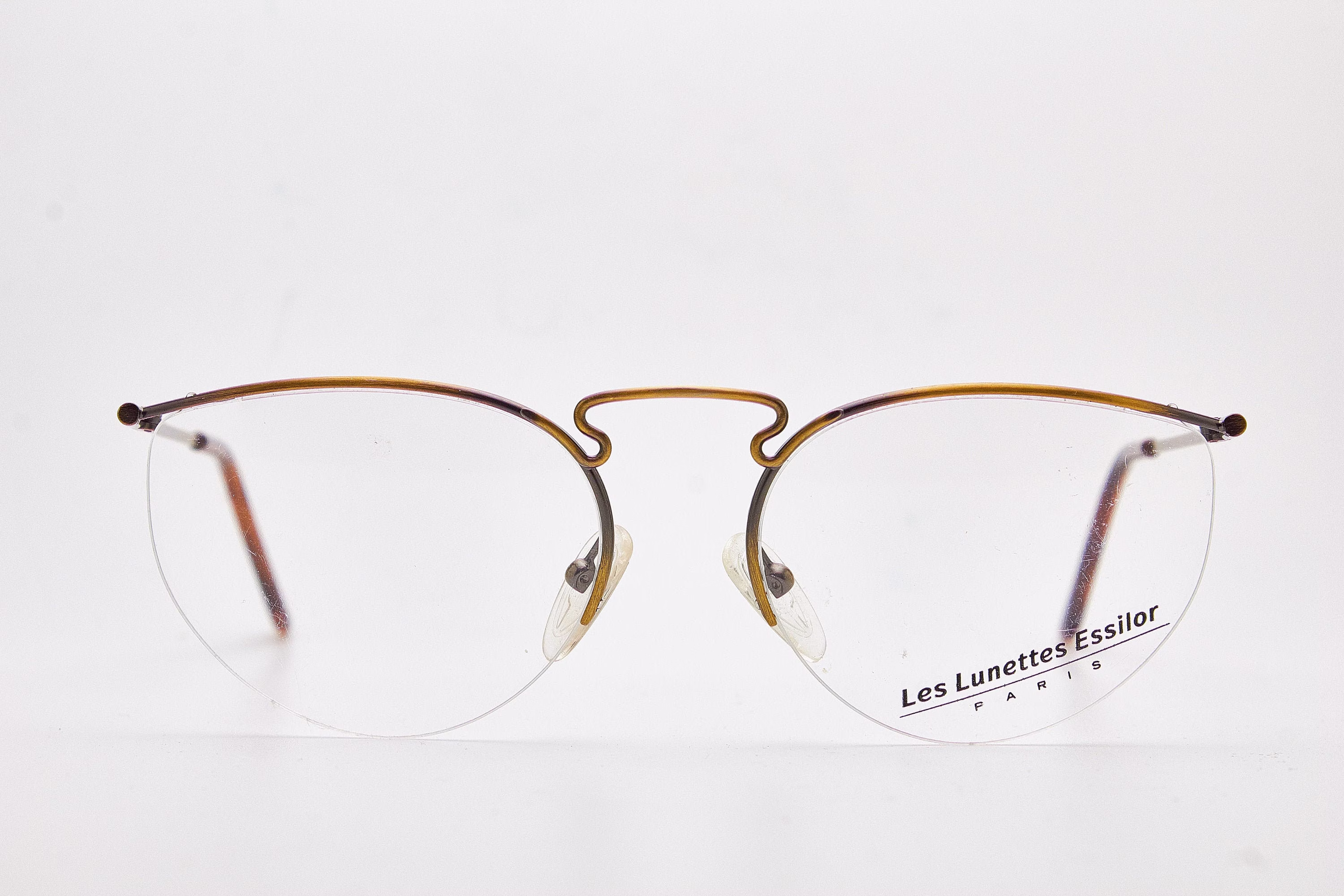 Vintage Sunglasses Essilor 184 Paris Les Lunettes Gold Plated Steampunk Fashion Frame Woman Eyewear Highquality Designer Luxury Glasses 80's
