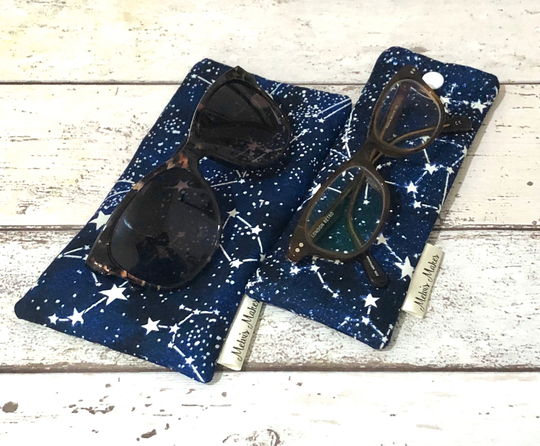 Constellations Glasses Case, Unique Stars Sunglasses Pouch, Cushioned Specs Bag, Glow in The Dark Accessories, Unisex Reader Gift