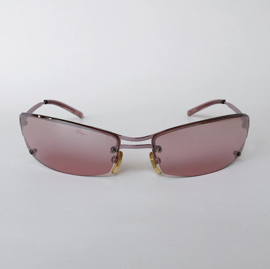 O. Marines Vintage Shield Sunglasses 2 Colors Pink & Clear Mirror Lenses 00's Nos - Original Designer