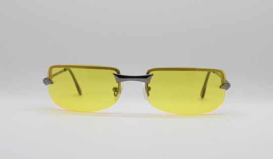 Y2K Vintage Sunglasses Bright Canary Yellow Lenses in Slim Lightweight Minimalistic Half Frame. 90S, 2000's Nos. Bnwt