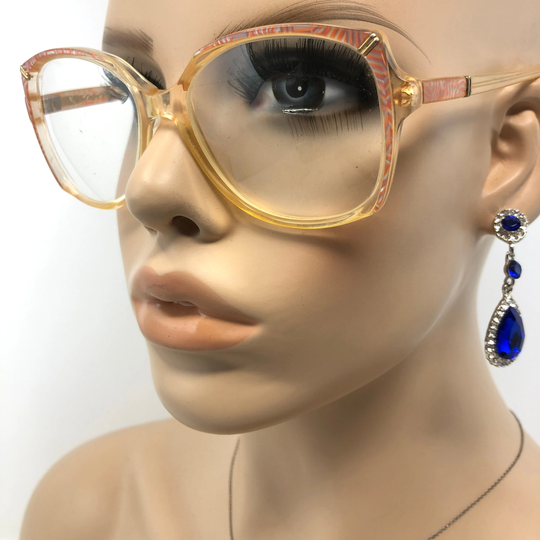 Vintage L'amy Col 9030 Eyeglasses Glasses Frame Pink Brown Square Used Eyeglass Frames Retro