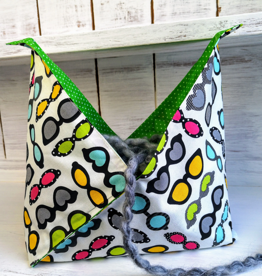 Bento Project Bag Retro Sunglasses Colorful Japanese Style Origami Basket Wool Yarn Holder Knitting Crochet Craft