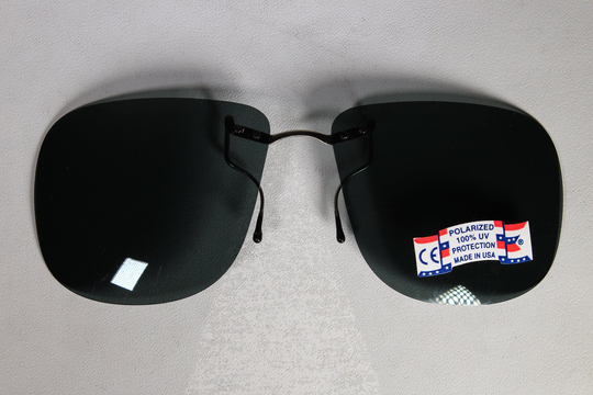Vintage Polarized Made in Usa Late 80's To Early 90's Dark Gray Large Aviator Style Clip-On Sunglasses Shades Sun Cover Shield