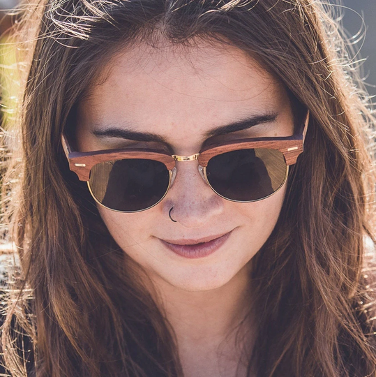 Biarritz | Walnut Wooden Polarized Sunglasses For Men Or Women Clubmaster Shape Wood Optical Frames UK Design