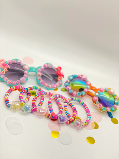 Little Girls Gift Set| Customized Sunglasses| Personalized Bracelet| Children's Accessories | Sunnies & Stretch Bracelet Birthday