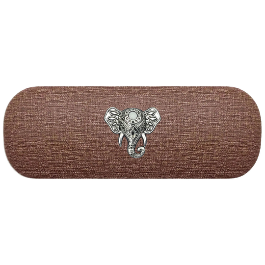 Silver Elephant Hard Glasses Case. Head Spectacle Reading Eyeglasses Sunglasses