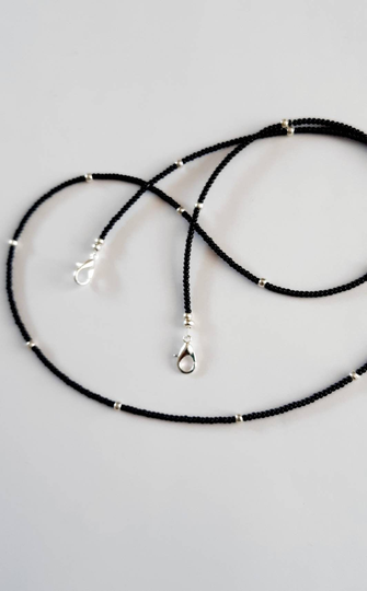 Glasses Chain Bead Sunglasses Seed Bead Eyeglass Black Mask Glasses Cord Connector