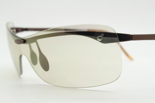 Y2K Vintage Visor Sunglasses. 2000's Wrap Around Shield Design On A Brown Chrome Brow With Light Tone Mono Lens. Nos 00's. 90S