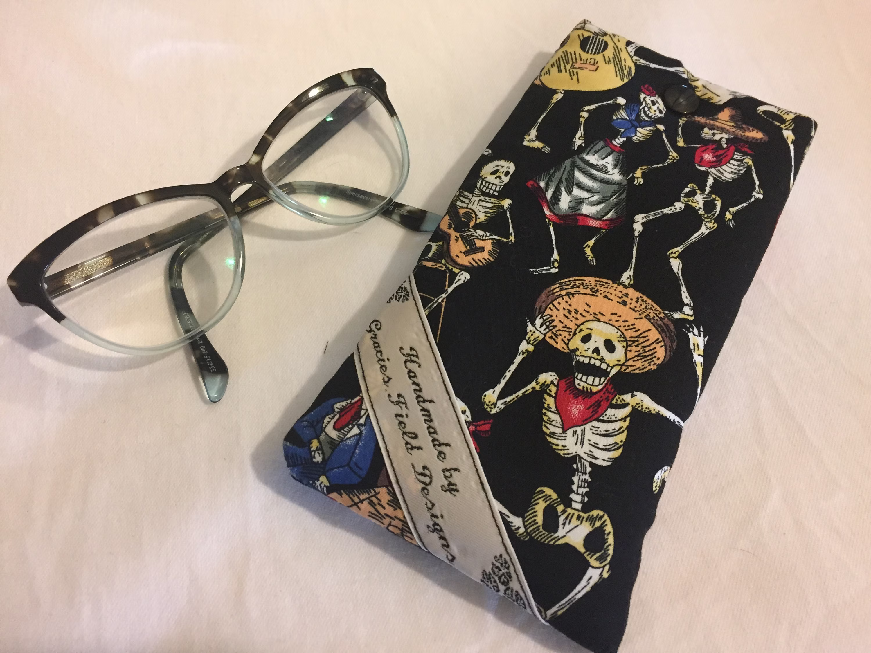 Dancing Skeleton Glasses Or Sunglasses Case/Ladies Case/ Mens Case/Fabric Glasses Case/ Soft Case/Child Case