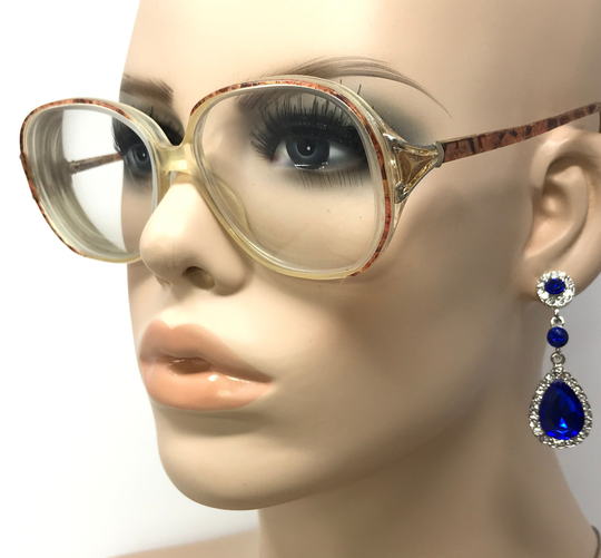 Vintage Ladies Eyeglasses Glasses Frame Orange Clear Square Used Eyeglass Frames Retro