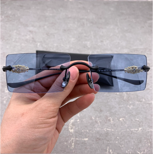 Custom Chrome Sunglasses - Hellz Bellz Blue Lens & Black Frame