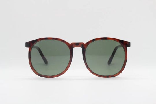 80S Vintage Oversized Round Sunglasses. Slim Tortoise Frame With Green Lenses. Womens Unused Nos. 70S