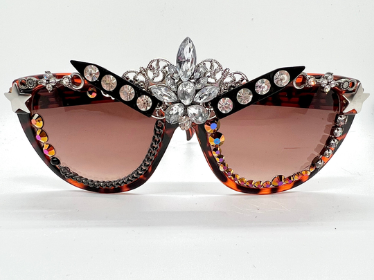 Funky Embellished Statement Retro Sunglasses - One Of A Kind Design