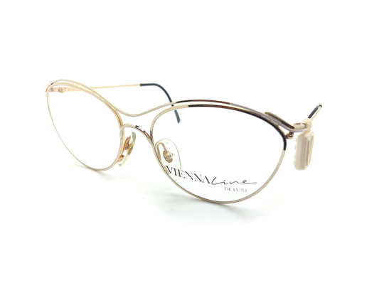 Vintage Viennaline 1452 47 80S Glasses Frames // New Old Stock Designer Eyeglasses 20Ct Gold Plated