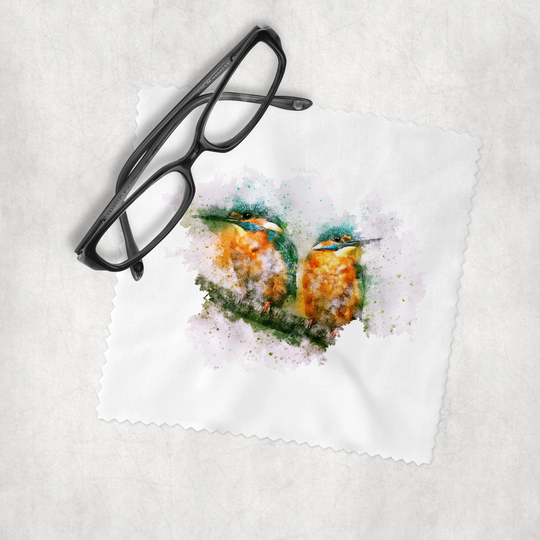 Watercolor Animals - 2 Birds Microfiber Lens Cleaning Cloth | Lens, Sunglasses Cleaner, Eyeglasses