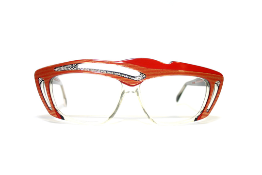 Eyeglasses Extravagant Rhinestones Wave Flames Diva Travesty Etna Vintage 1970's Women's Avant Garde Art Medium 58-13-135 Gerard Levet Riva