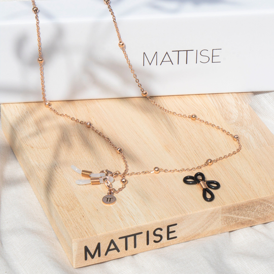 Mattise Rose Gold Unisex Stainless Steel Linked Sunglasses Cord With Balls Glasses Chain Women Long Cords Necklace Chains