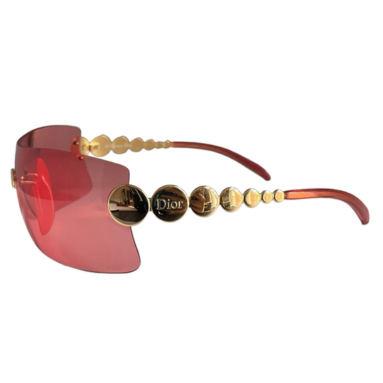 Dior Sunglasses - Authentic Millennium Wraparound Shield in Pink/Gold Vintage Genuine Y2K 2000S Runway