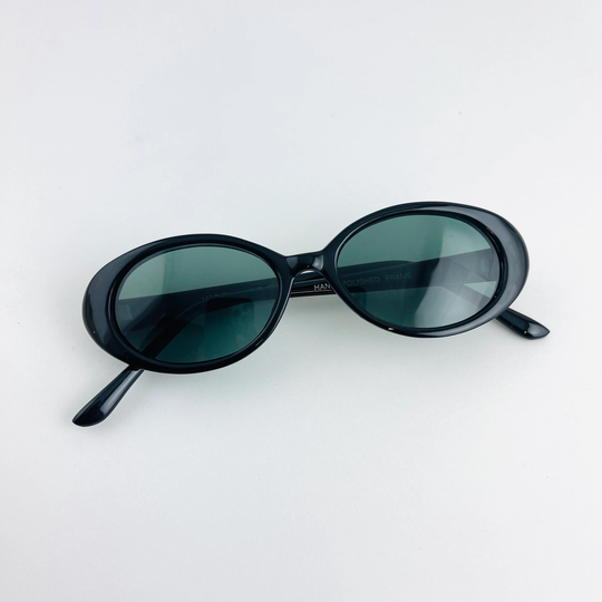 Authenitc Vintage 90S Slim Black Oval Sunglasses | Deadstock Sunglasses