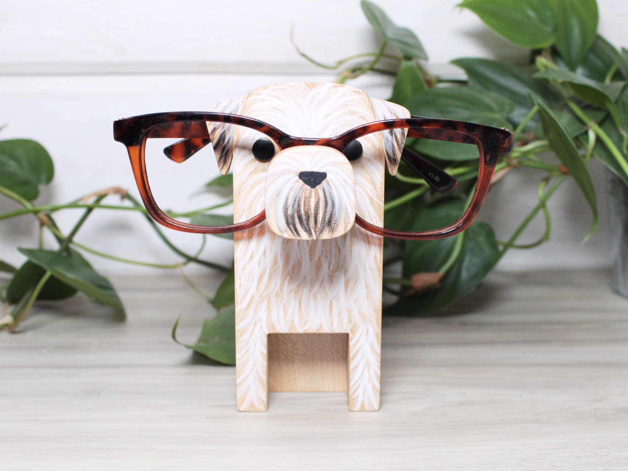 Wheaten Terrier Dog Wearing Eyeglasses Stand/Glasses Holder