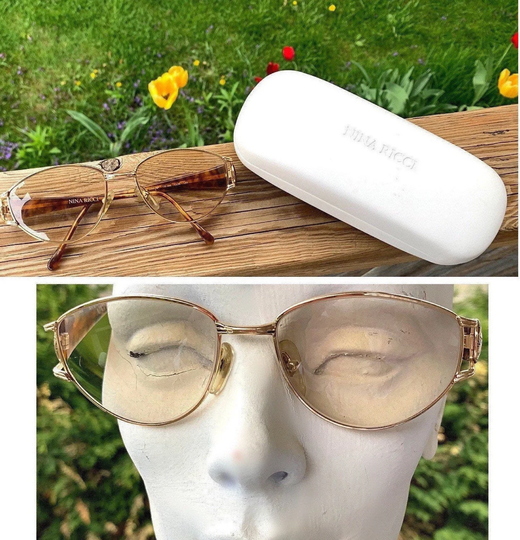 Eyeglasses Vintage Glasses Frames Nina Ricci Gold Designer Eye 1980's Women's Oversized Tortoiseshell Frame + Case