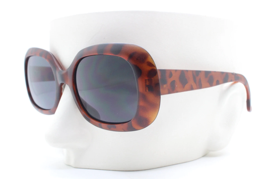 90S Vintage Square Tortoise Sunglasses. Dynamic 60S Womens Mod Style Design in Matt Finish. Unused Nos