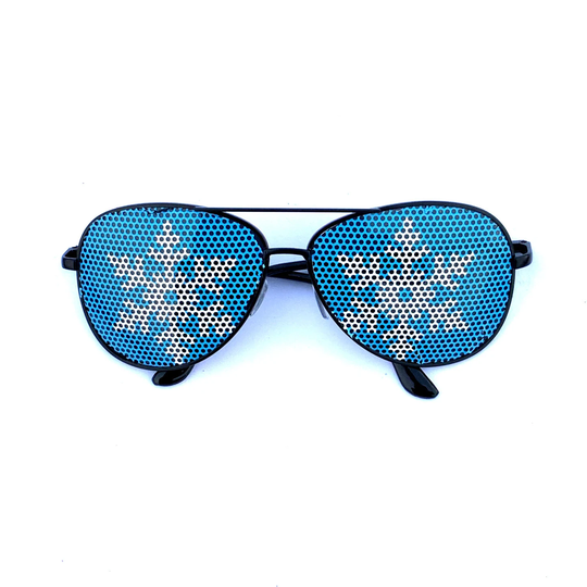 Snow Flake White On Blue Graphic Sunglasses