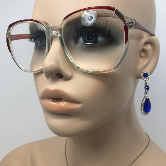 Vintage Oversize Eyeglasses Boots Clover Glasses Frame Clear Red Used Eyeglass Frames Retro