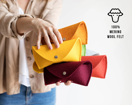Merino Wool Felt Case, Sunglasses Case, Eyeglass Sunglass Sun-Glass Glasses Case