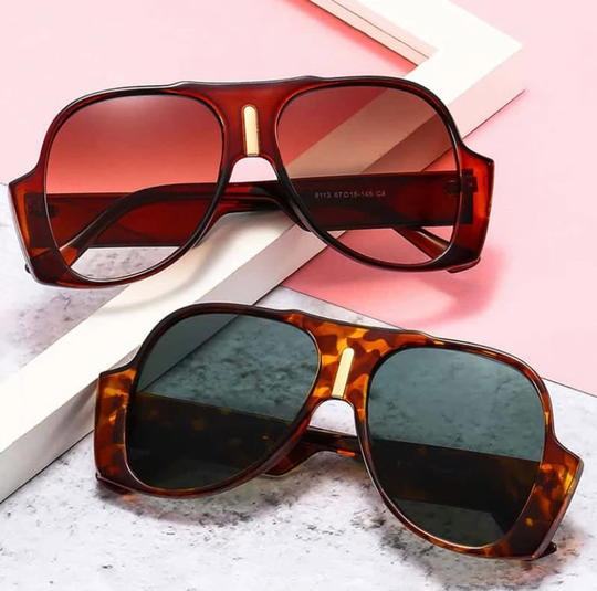 Big Frame Sunglasses, Retro Large Leopard White Sunglasses