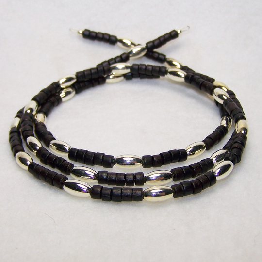 Black & Silver Beaded Eyeglass Chain