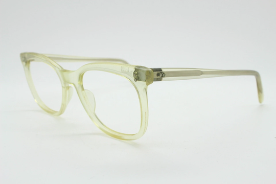 Vintage 40S Pale Crystal Yellow Glasses. Transparent Slim Wayfarer Design Optical Frames. Prescription Eyeglasses. Lucite Rx Spectacles. Nos