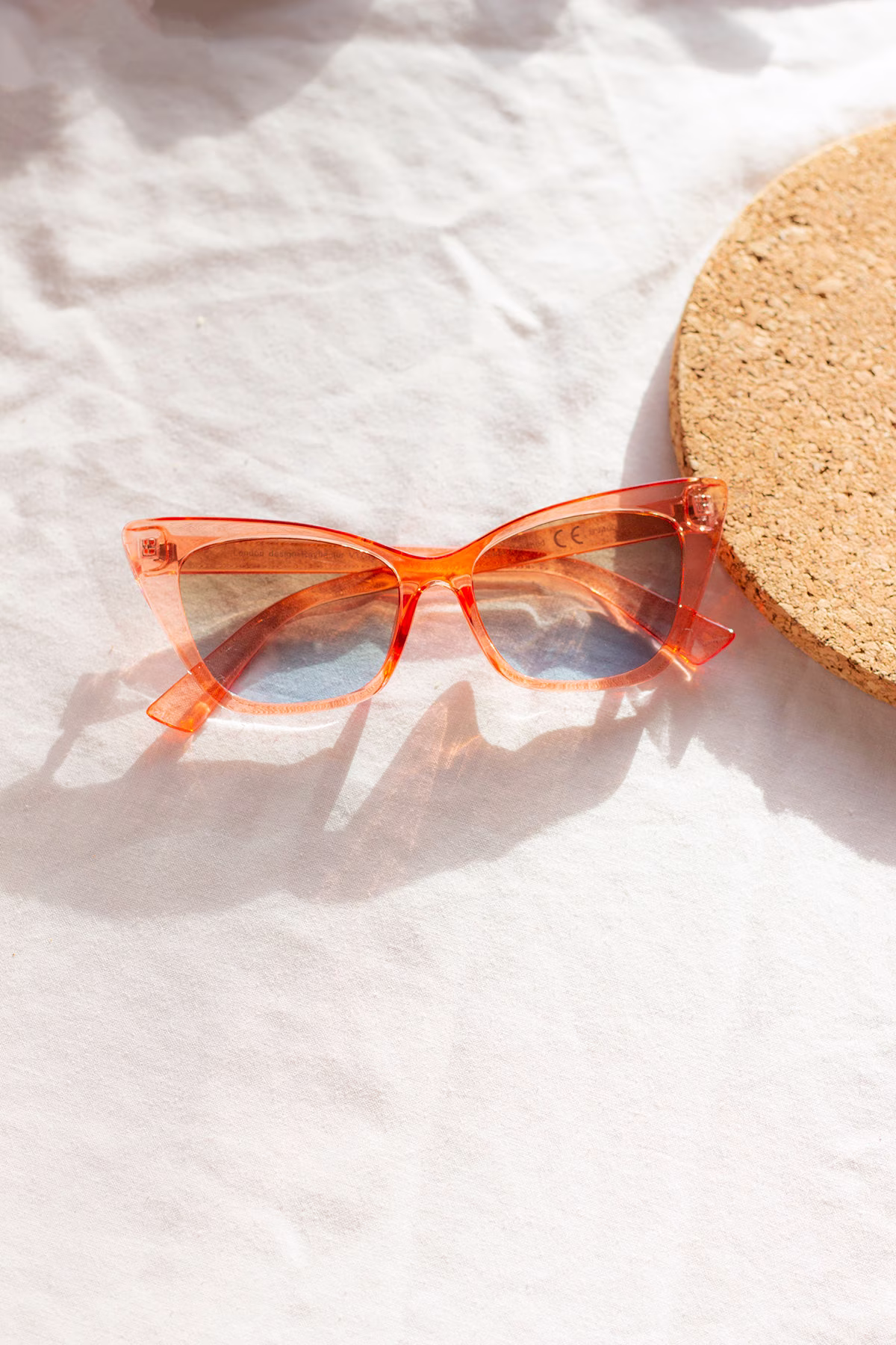 Transparent Orange Wide Classic Cat Eye Sunglasses