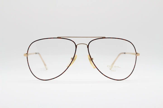 Desil 70S Vintage 14K Gold Filled Aviator Glasses Made in Italy. Metallic Tortoise Enamelled Prescription Eyeglasses. Teardrop Nos Frames