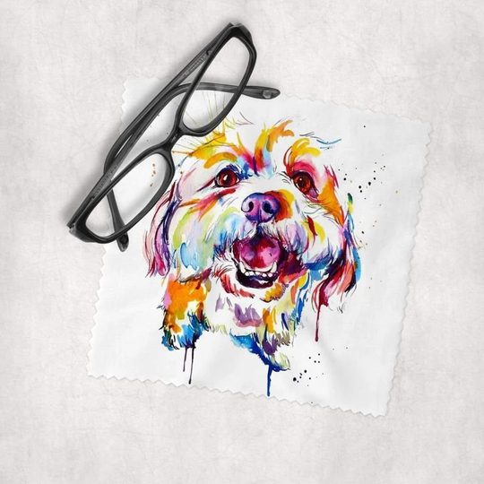 Watercolor Dogs - Shi-Tzu Microfiber Lens Cleaning Cloth For Eyeglasses, Cameras, Smartphones & All Screens