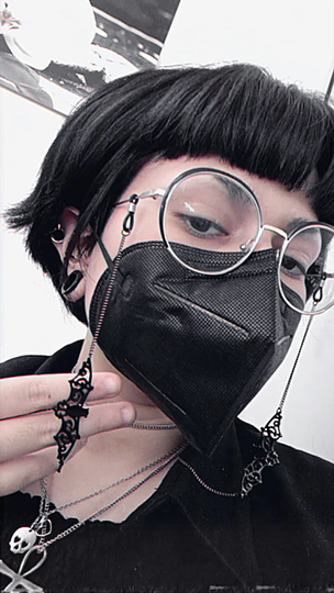 Gothic Bat Pendant Glasses Chain, Mask Lanyard Sunglass Eyeglass Black Goth Steampunk Style Grunge, Non Slip