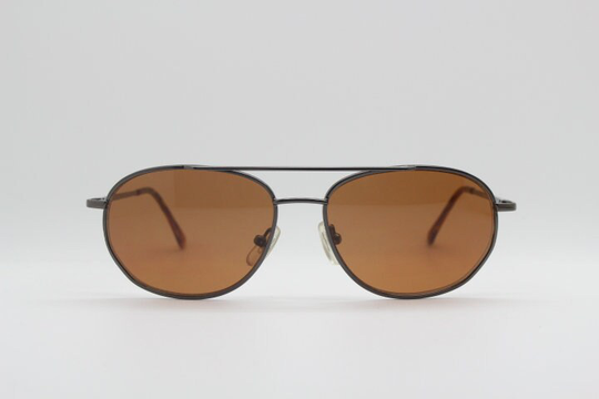 90's Vintage Small Aviator Sunglasses. Nos Dark Brown Metal Frame Aviators With Light Lenses. Bnwt. Teardrop