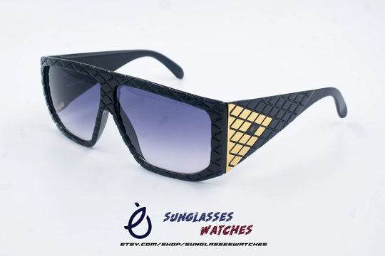 Helena Rubinstein Paris Hr 23 21 Vintage Designer Sunglasses From 1980S Made in France For Women Or/Black Gold New Old Stock Nos