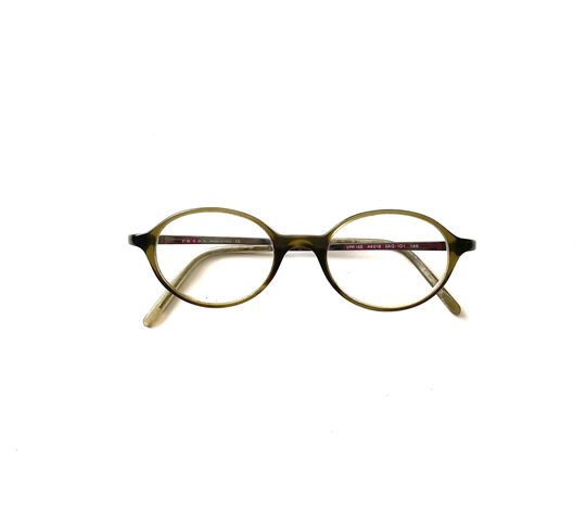 Womens Vintage Green Y2K Retro Prada Oval Sunglasses Glasses Specs 46-18-140