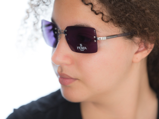 Fendi Rimless Vintage Sunglasses Squared Simple 2000S Grey Sl7300