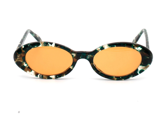 Oval Flat Sunglasses, Vintage, Mini, Women, Yellow Lenses, 1980's, Made in Italy, Never Used, New Old Stock