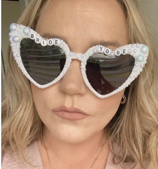 White Heart Pearl Bride To Be Sunglasses