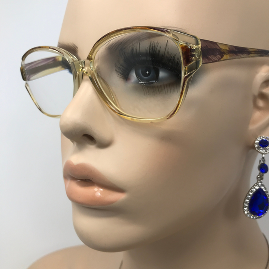 Vintage Pennine Polly Honey Eyeglasses Glasses Frame Clear Pink Square Used Eyeglass Frames Retro