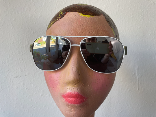 White Wire Frame Aviator Sunglasses Camo Trim Exalt Cycle Vintage 1990S Y2K